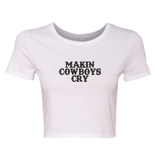 Makin Cowboys Cry Embroidered Baby Tee